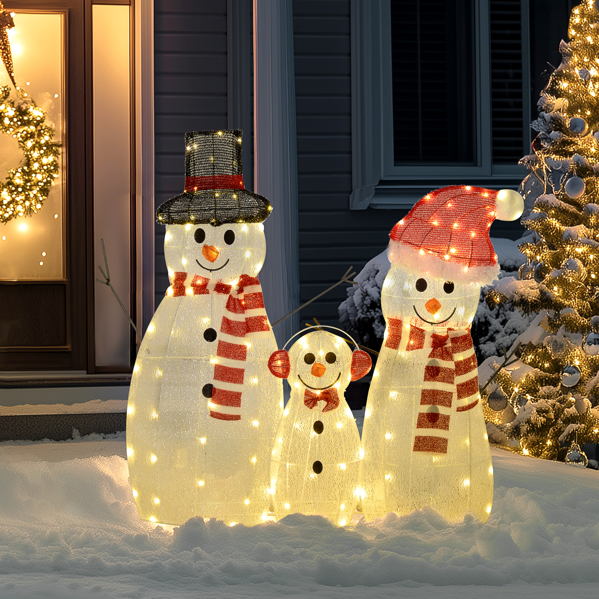 Outsunny 148er LED Schneemann,  Weihnachtsdeko in warmweiß, Weihnachtsbeleu günstig online kaufen