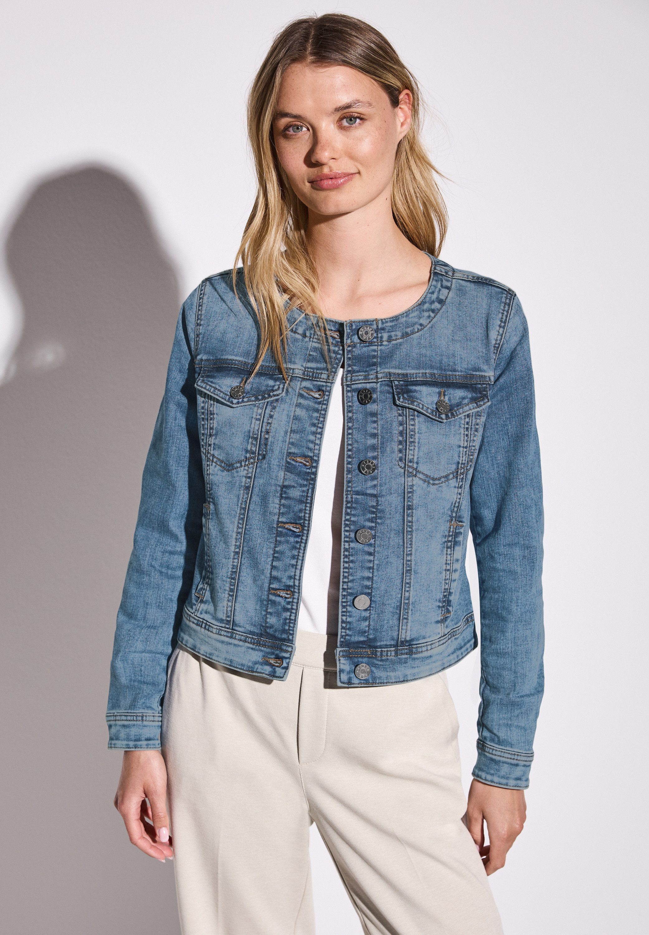 STREET ONE Jeansjacke, ohne Kapuze, mit Rundhalsausschnitt günstig online kaufen
