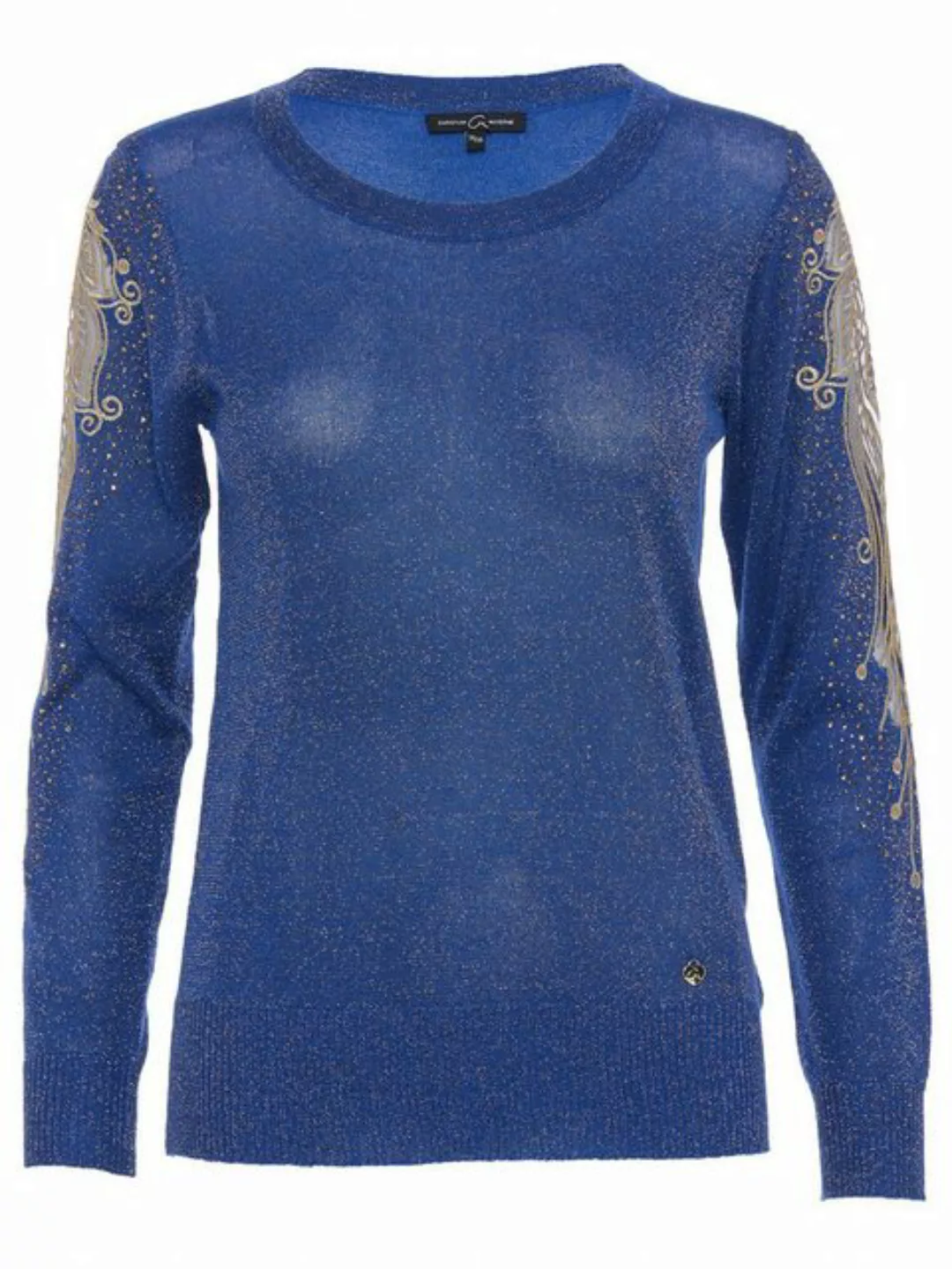 Christian Materne Strickpullover Sweater figurbetont mit edlem Stickereimot günstig online kaufen
