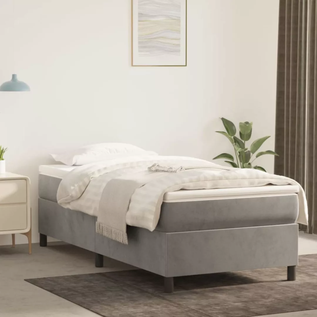 vidaXL Boxspringbett, Boxbett mit Matratze Dunkelgrau 100x200 cm Samt günstig online kaufen