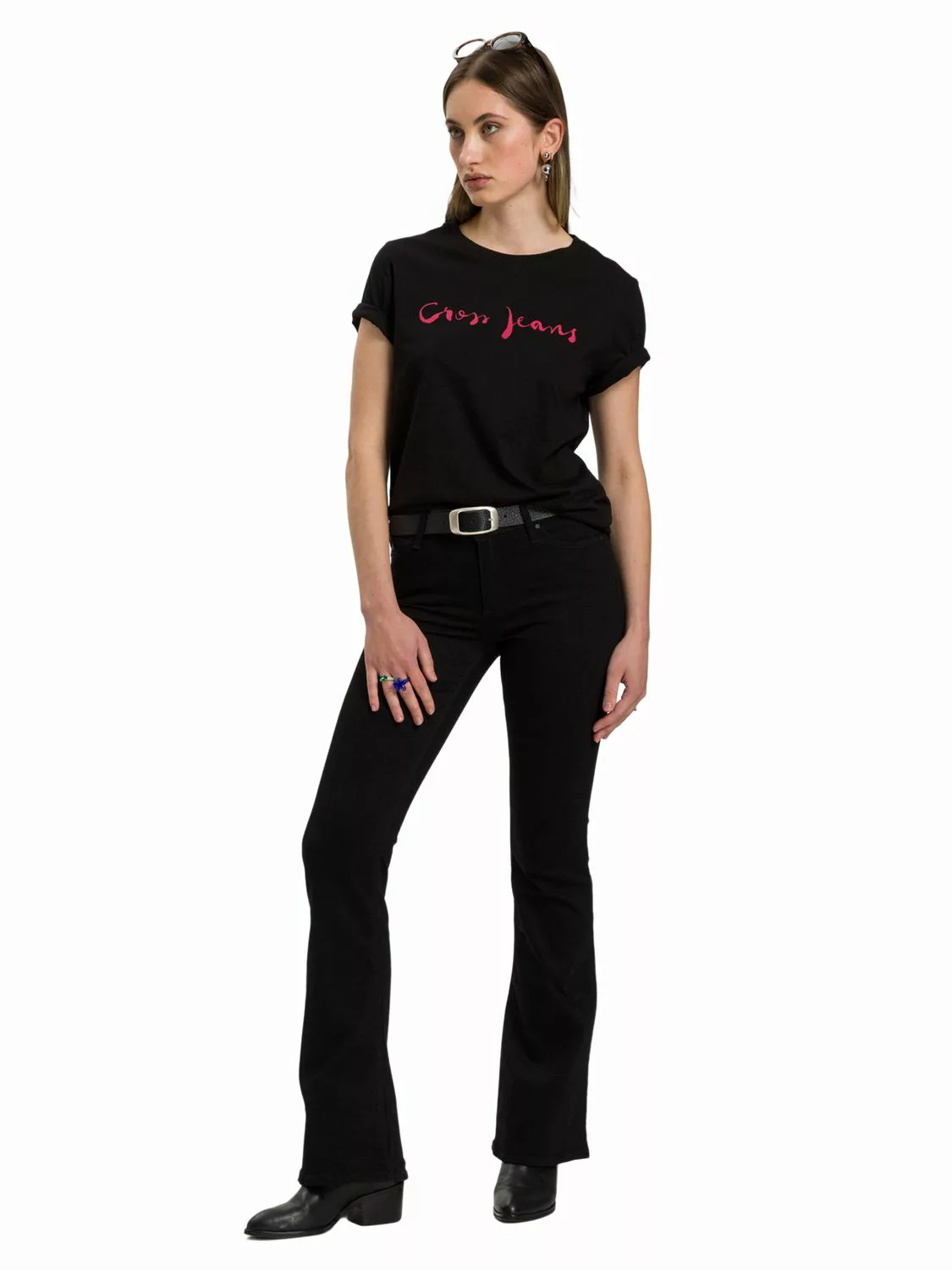 Cross Jeans Damen Jeans FAYE - Slim Flared - Schwarz - Black günstig online kaufen