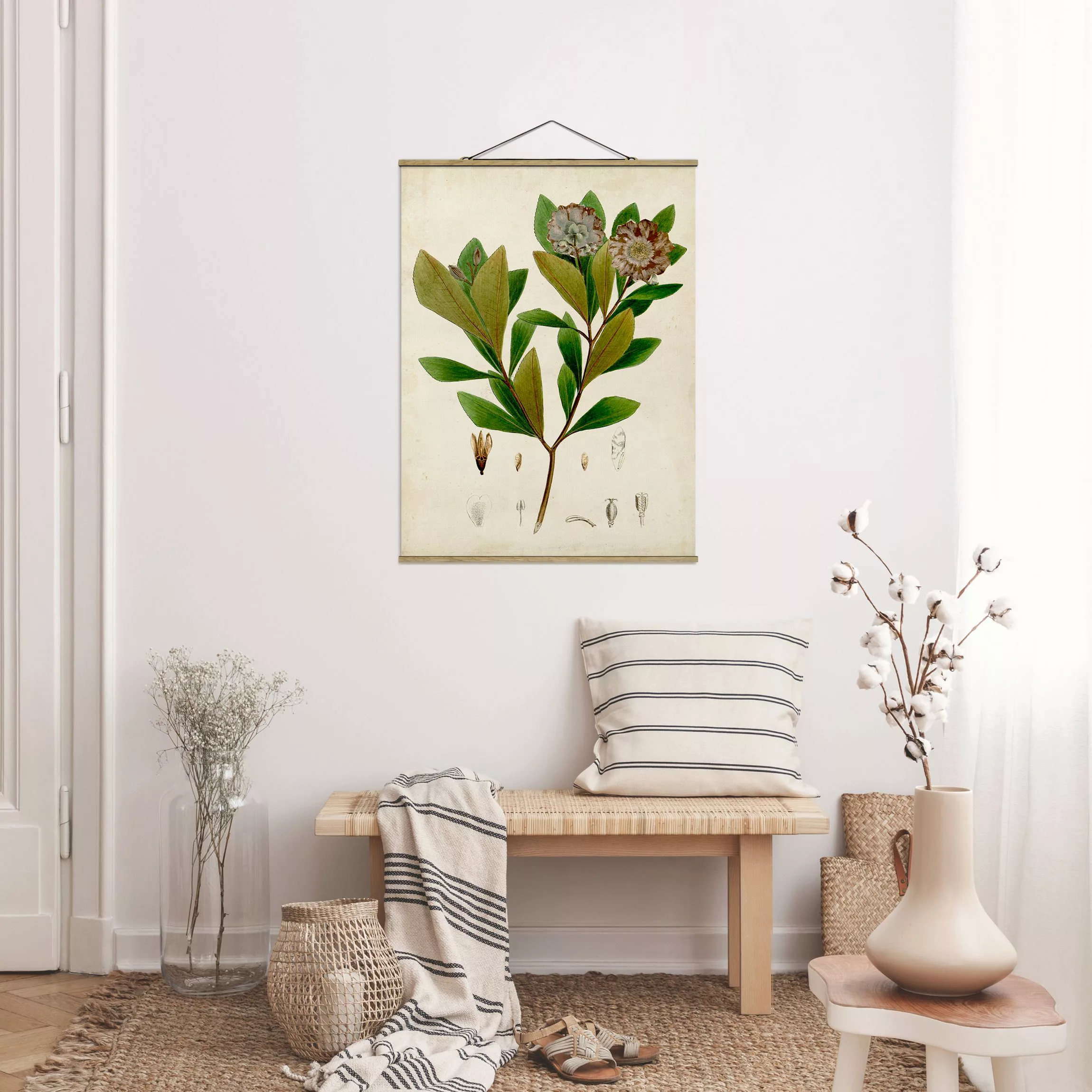 Stoffbild Blumen mit Posterleisten - Hochformat Laubbaum Schautafel V günstig online kaufen