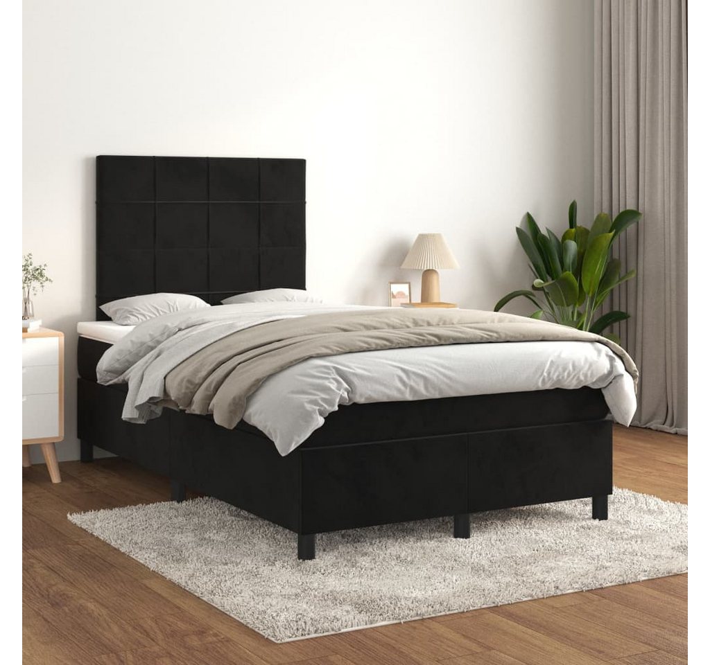 vidaXL Boxspringbett Boxspringbett mit Matratze Schwarz 120x200 cm Samt Bet günstig online kaufen