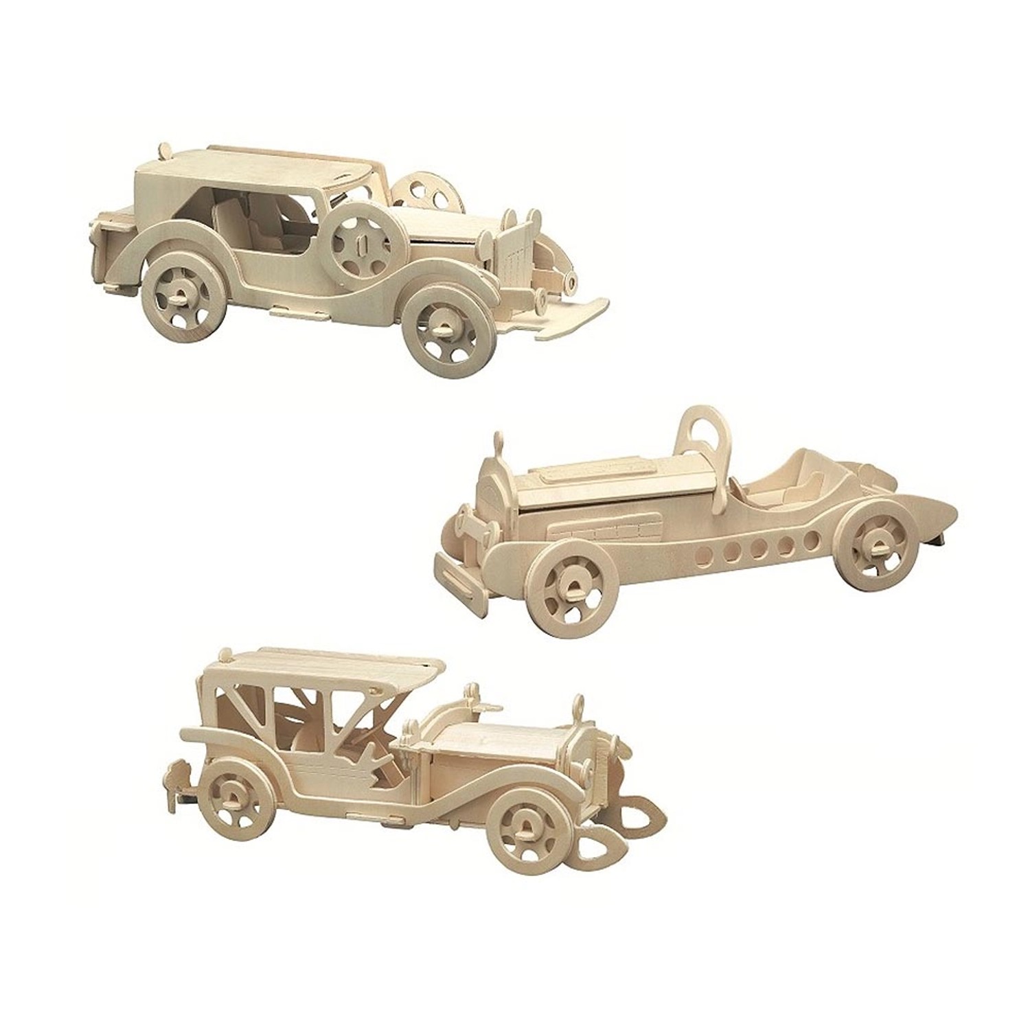 Pebaro Holzbausatz Oldtimer 3er-Set günstig online kaufen