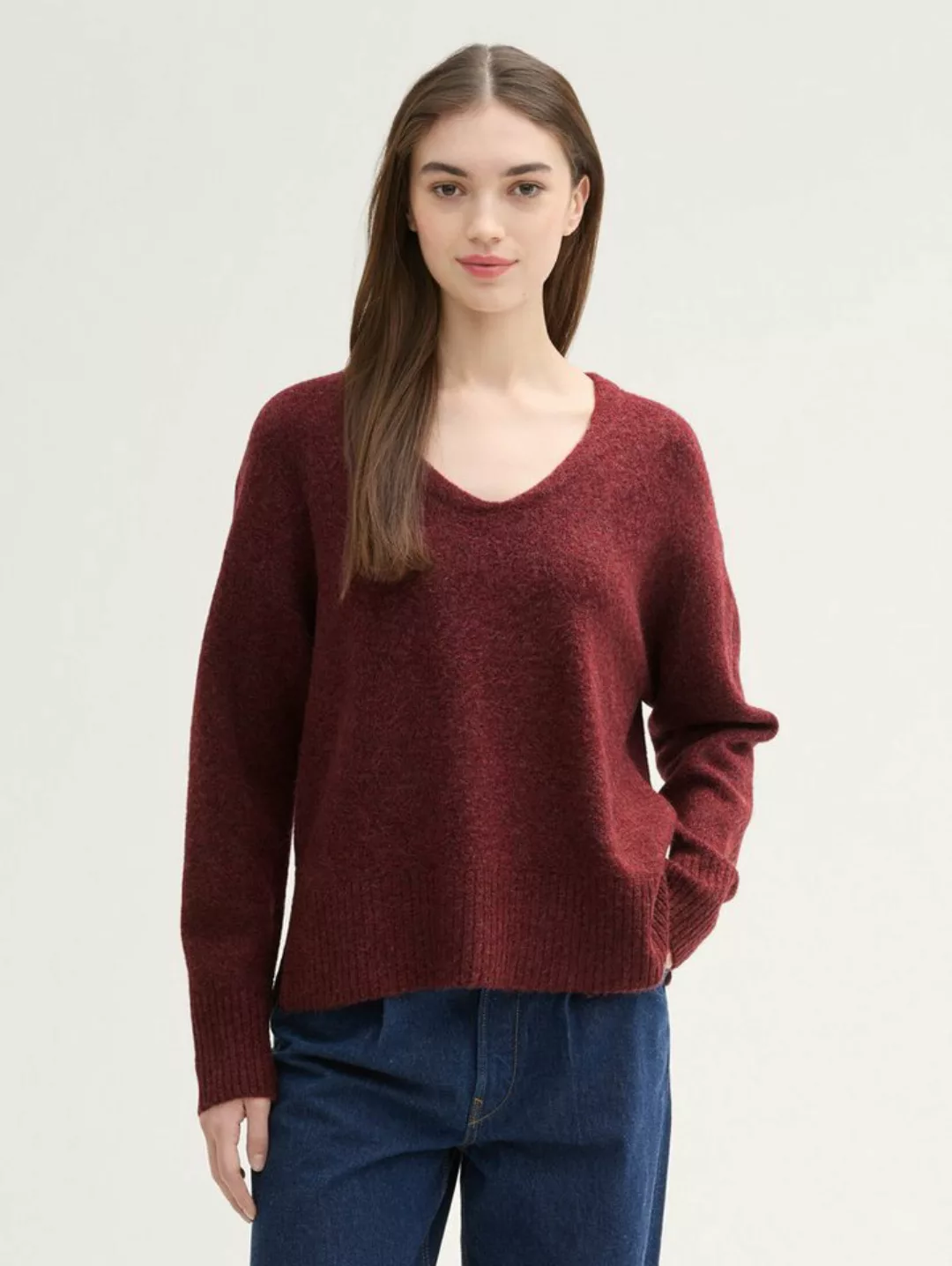 TOM TAILOR Denim Strickpullover Relaxed Strickpullover mit V-Ausschnitt günstig online kaufen