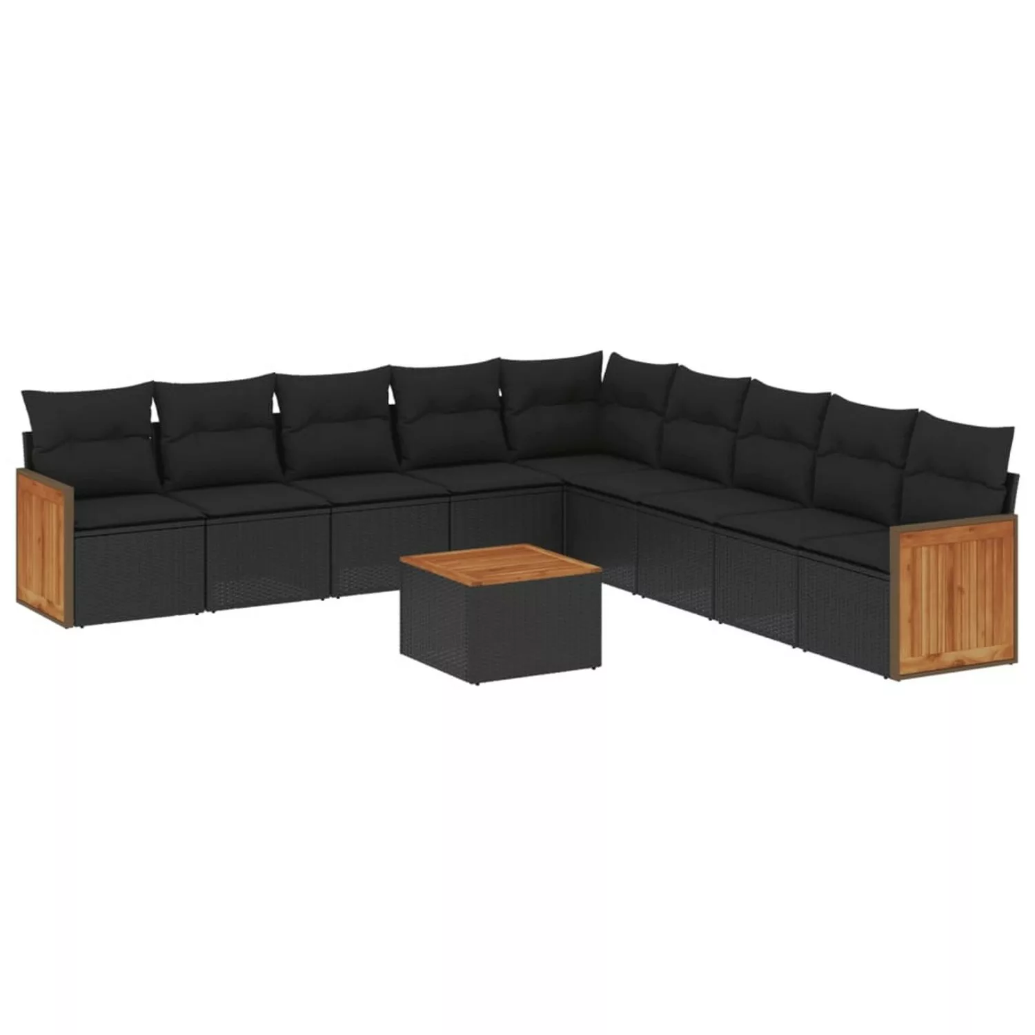 vidaXL 10-tlg Garten-Sofagarnitur mit Kissen Schwarz Poly Rattan Modell 72 günstig online kaufen