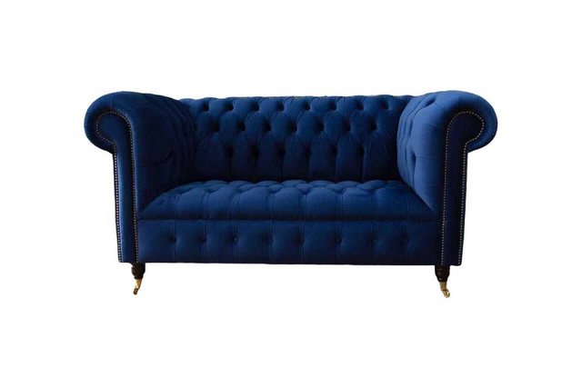 Xlmoebel Sofa Chesterfield Büro Möbel Sofa Sitzbank 2 Personen Textil Blau, günstig online kaufen