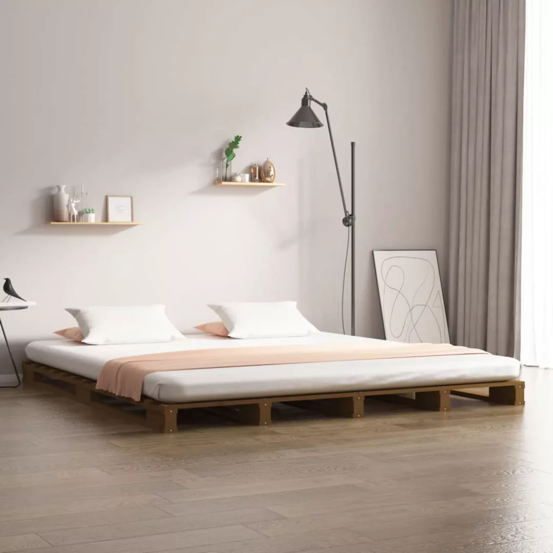 vidaXL Bettgestell Massivholzbett Honigbraun 120x200 cm Kiefer Bett Bettrah günstig online kaufen