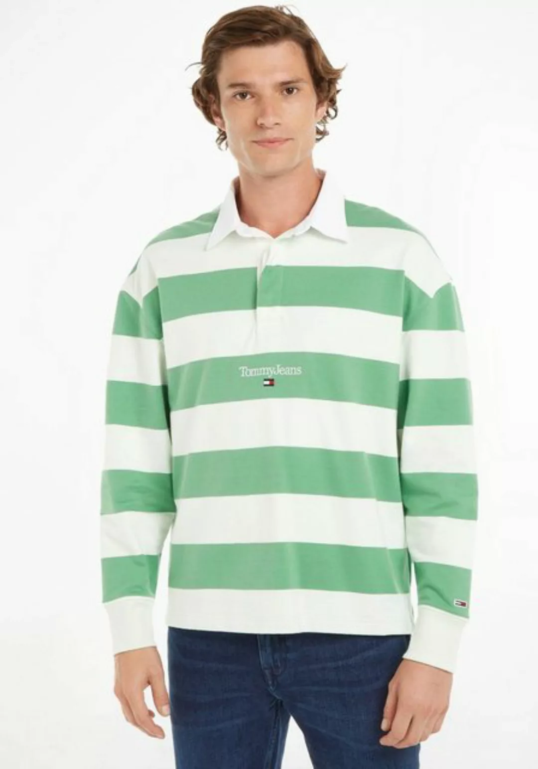 Tommy Jeans Sweatshirt TJM SERIF LINEAR STRIPE RUGBY mit Polokragen günstig online kaufen