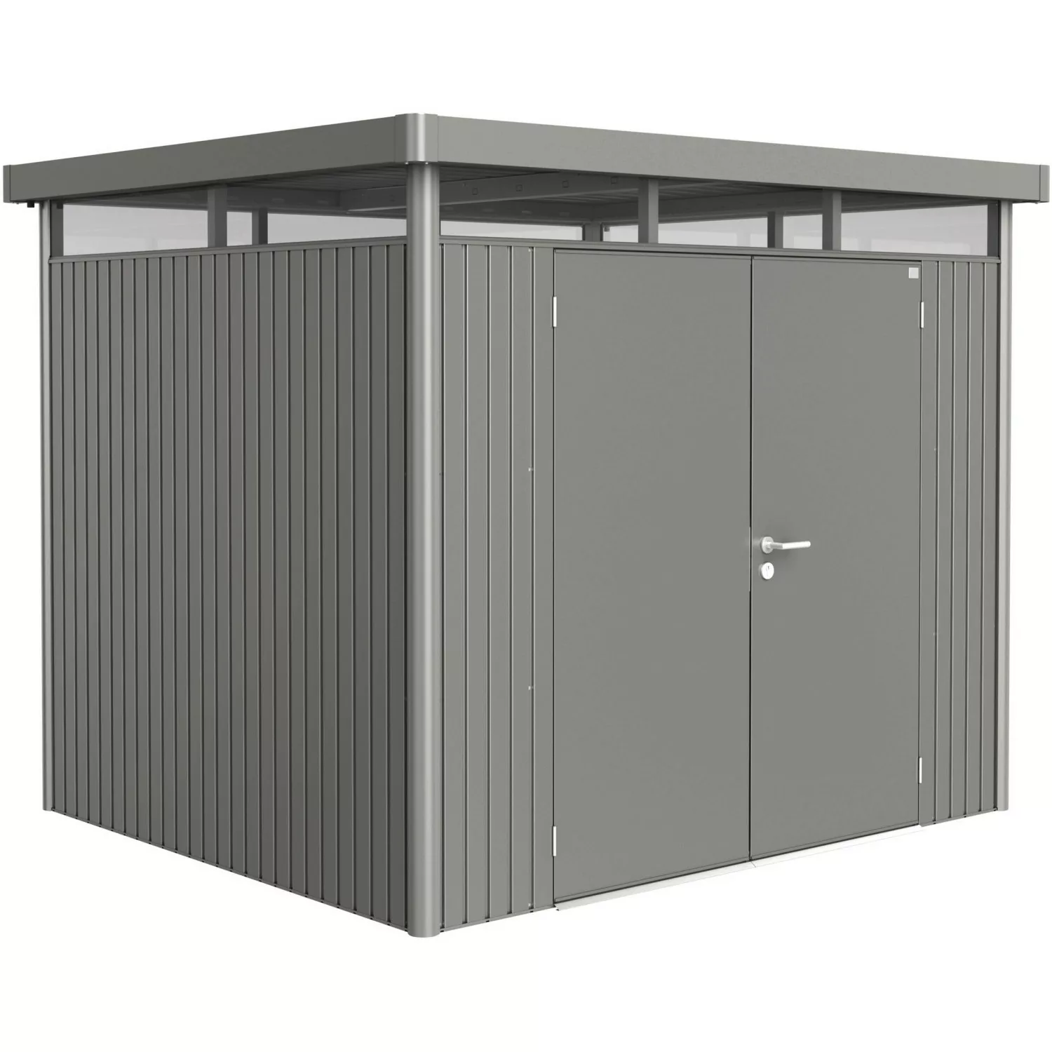 Biohort Metall-Gerätehaus HighLine Quarzgrau-Metallic 5,6 m² Doppeltür günstig online kaufen