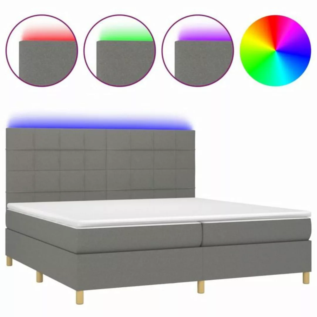 vidaXL Bettgestell Boxspringbett mit Matratze LED Dunkelgrau 200x200 cm Sto günstig online kaufen