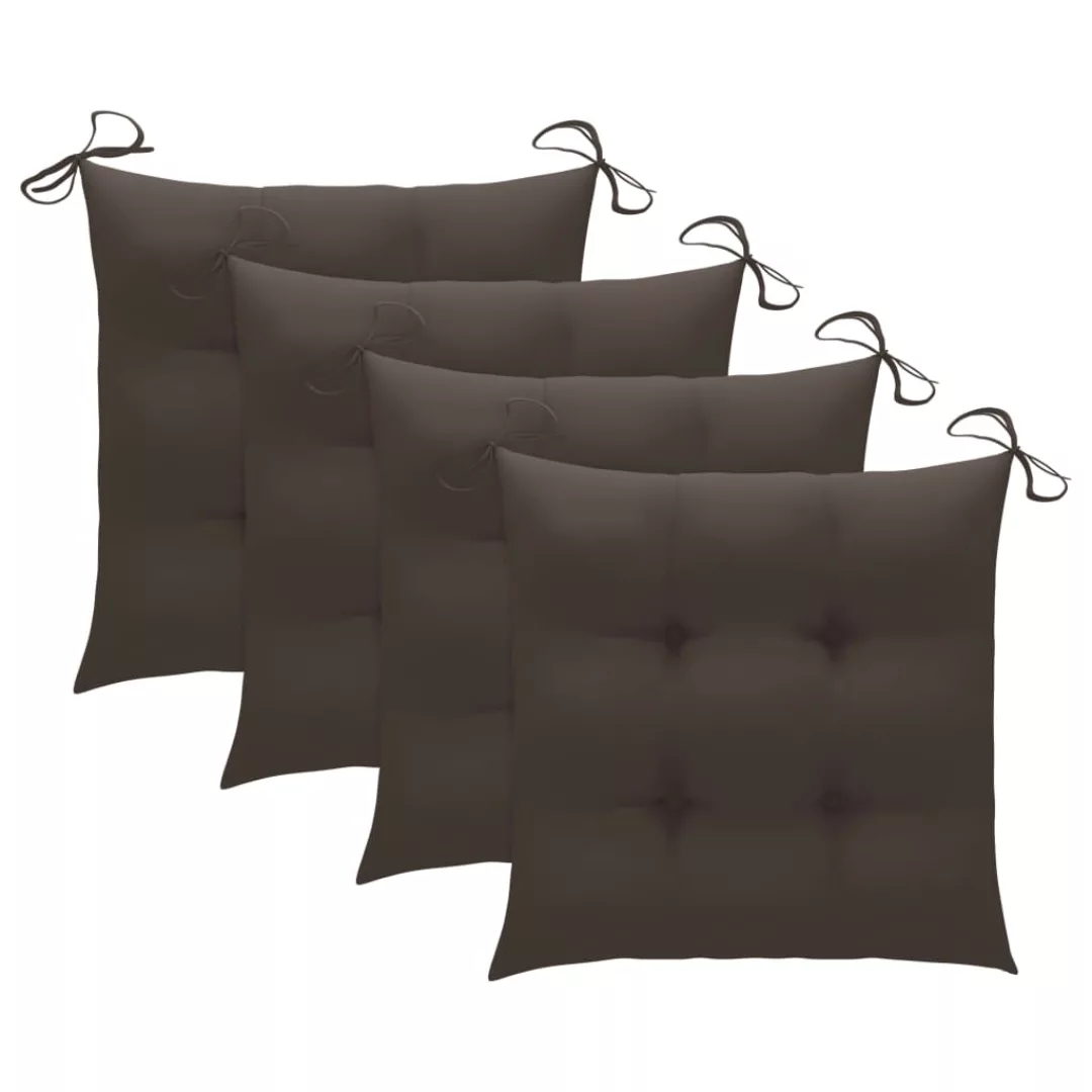 Stuhlkissen 4 Stk. Taupe 40x40x7 Cm Stoff günstig online kaufen