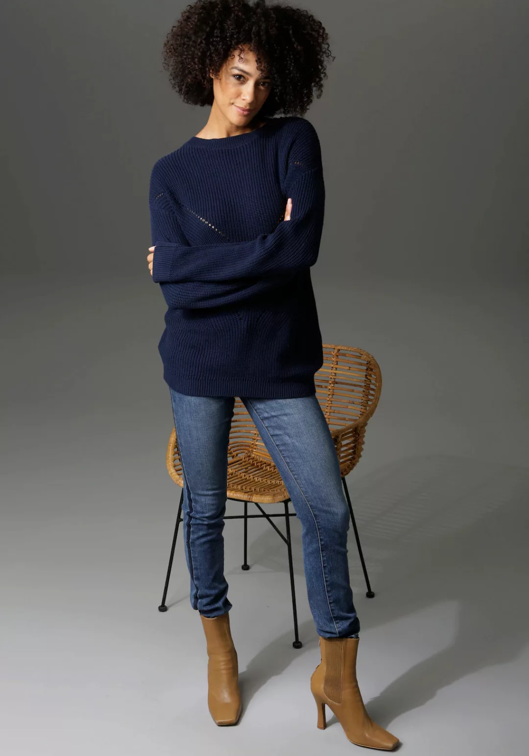 Aniston CASUAL Rundhalspullover günstig online kaufen
