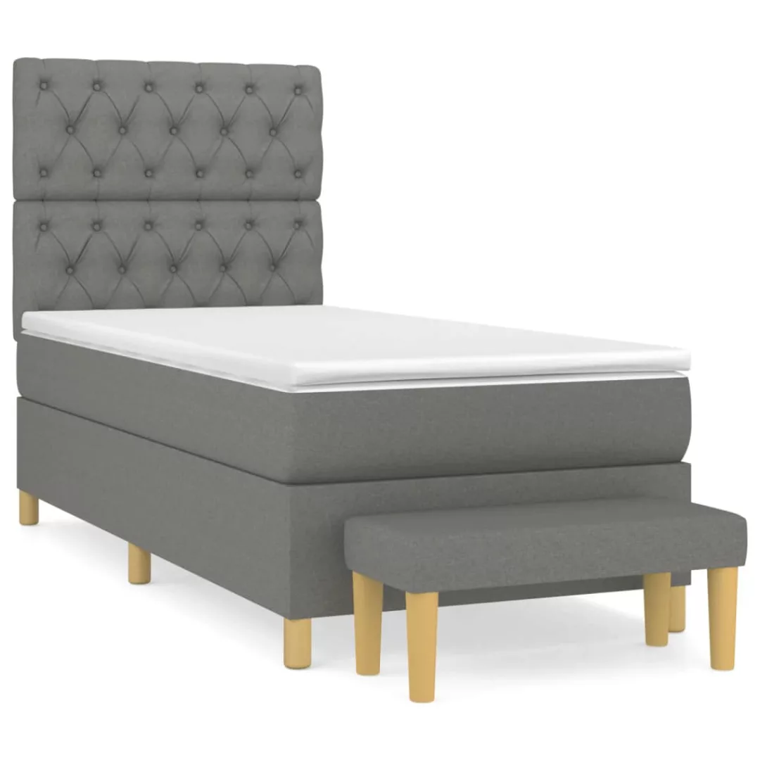 Vidaxl Boxspringbett Mit Matratze Dunkelgrau 80x200 Cm Stoff günstig online kaufen