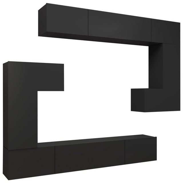 furnicato TV-Schrank 8-tlg. TV-Schrank-Set Schwarz Holzwerkstoff (1-St) günstig online kaufen