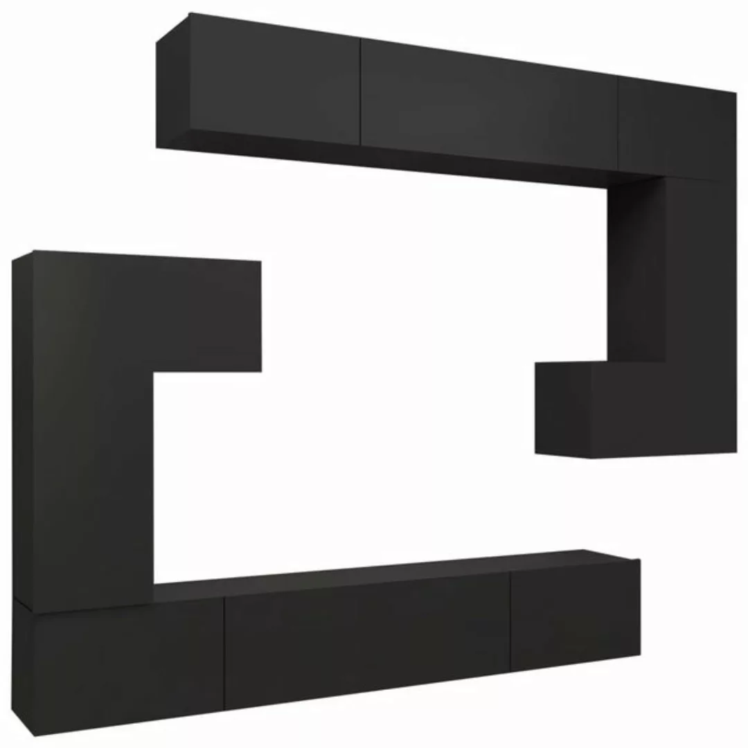 furnicato TV-Schrank 8-tlg. TV-Schrank-Set Schwarz Holzwerkstoff (1-St) günstig online kaufen