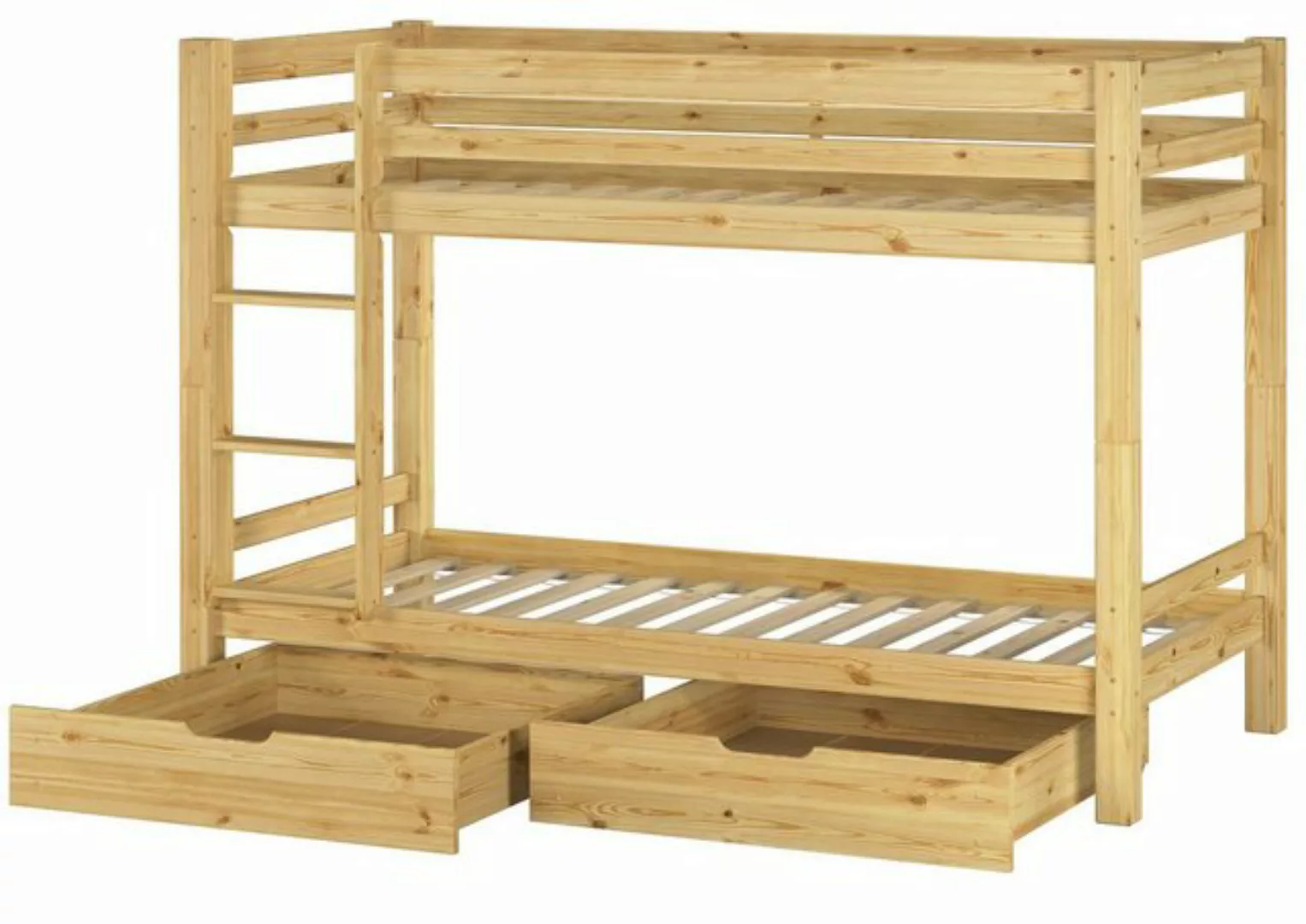 Erst-Holz® Stockbett 90x200 Kiefer massiv + Rollrost + Bettkasten natur Gr. günstig online kaufen