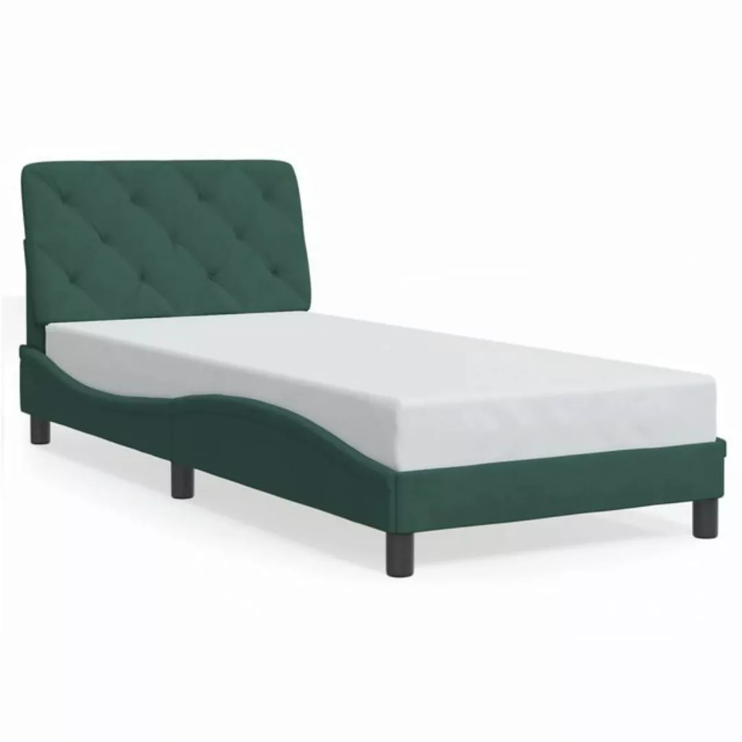 vidaXL Bett Bettgestell ohne Matratze Dunkelgrün 90x190 cm Samt günstig online kaufen