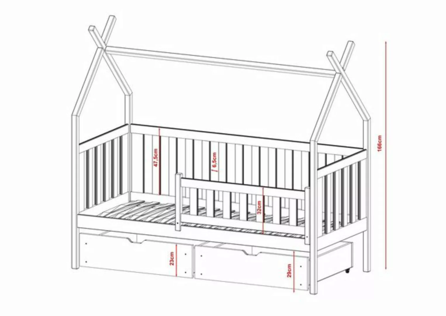 Fun Möbel Hausbett Kinderbett DARLIN (in vier Farben, inkl. Rausfallschutz) günstig online kaufen