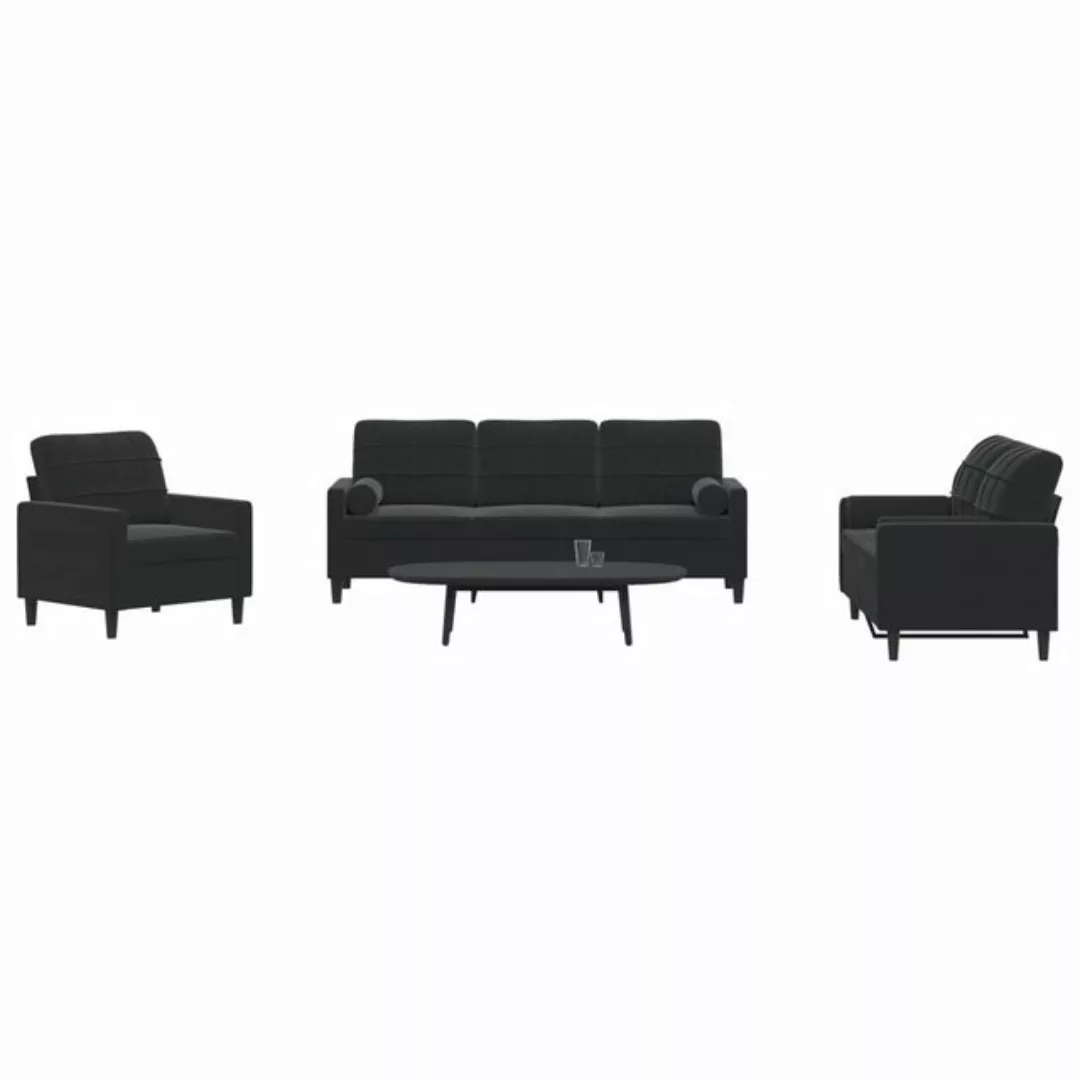 vidaXL Sofa Sofagarnitur mit Kissen Samt, mit Zierkissen, Schwarz günstig online kaufen