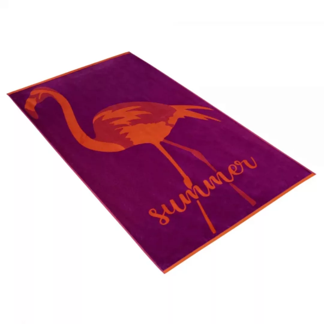 Vossen Strandtücher Flamingo Time - Farbe: purple - 0001 - 100x180 cm günstig online kaufen