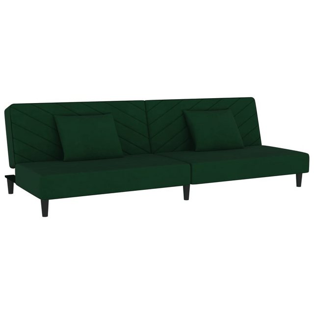 vidaXL Schlafsofa, Sofa 2-Sitzer mit 2 Kissen Dunkelgrün Samt günstig online kaufen