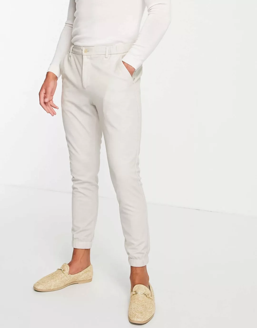 Gianni Feraud – Elegante, elastische Jersey-Hose in Cremeweiß günstig online kaufen