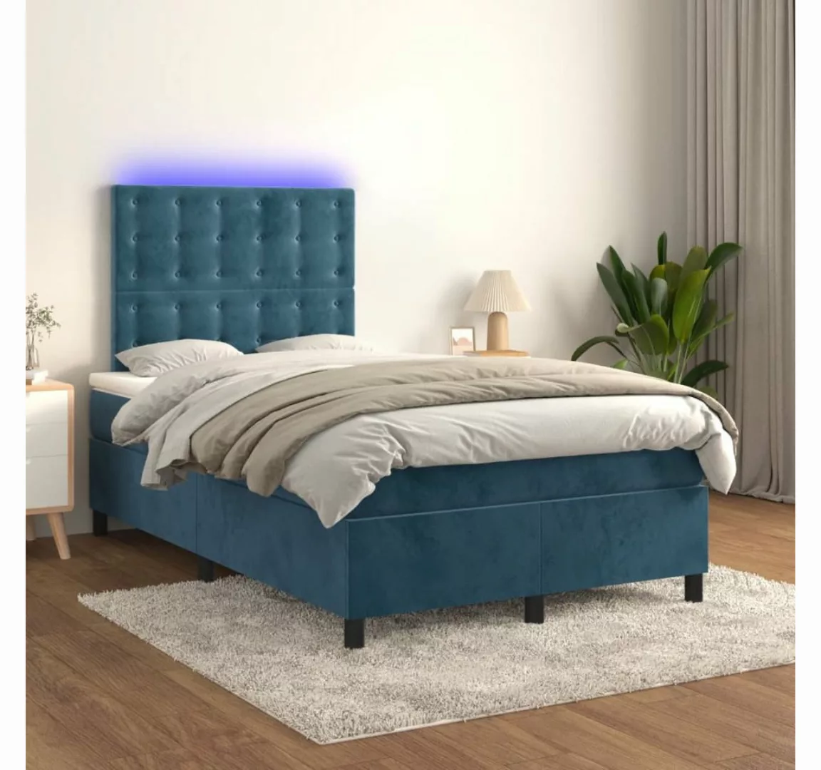 vidaXL Boxspringbett Boxspringbett mit Matratze & LED Samt (120 x 200 cm, B günstig online kaufen