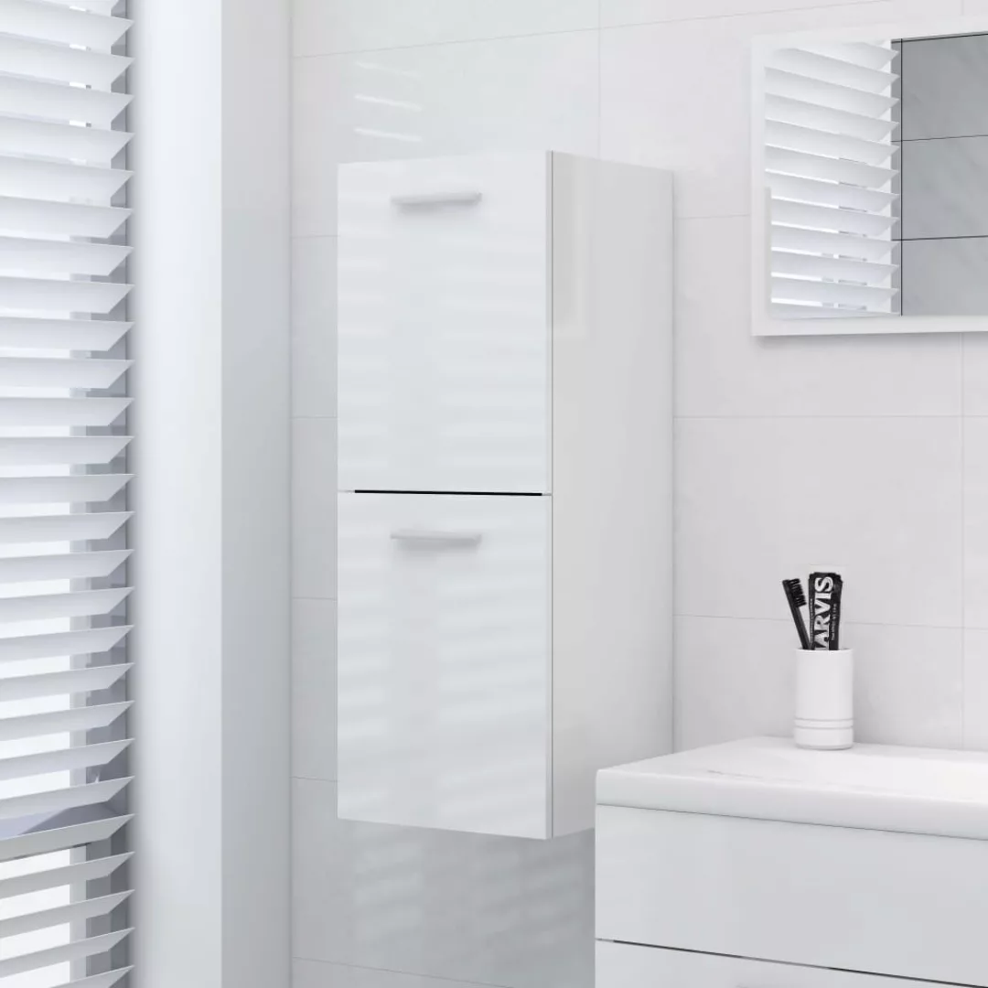 Badezimmerschrank Hochglanz-weiß 30x30x80 Cm Spanplatte günstig online kaufen