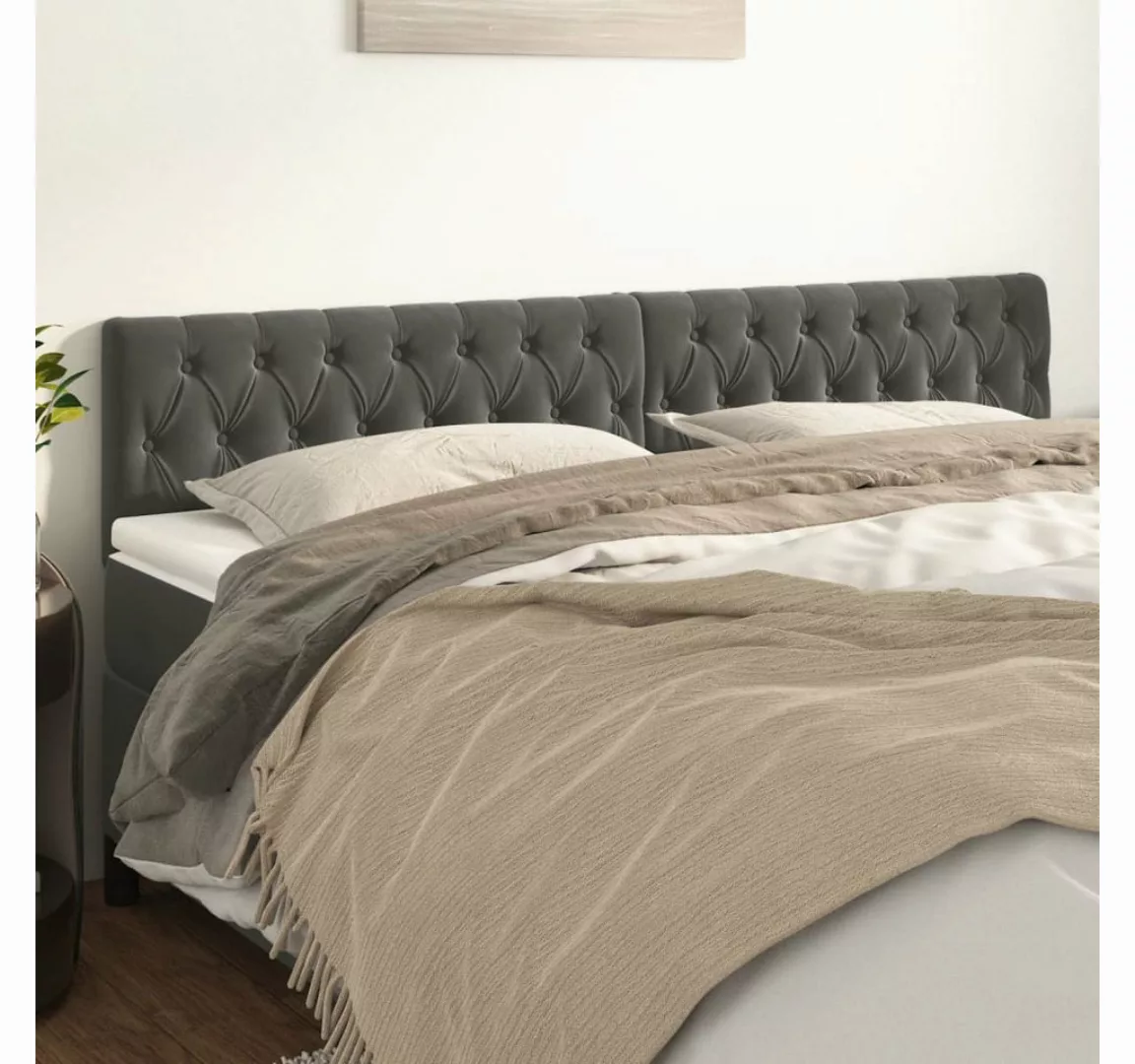 vidaXL Bett, Kopfteile 2 Stk. Dunkelgrau 90x7x78/88 cm Samt günstig online kaufen