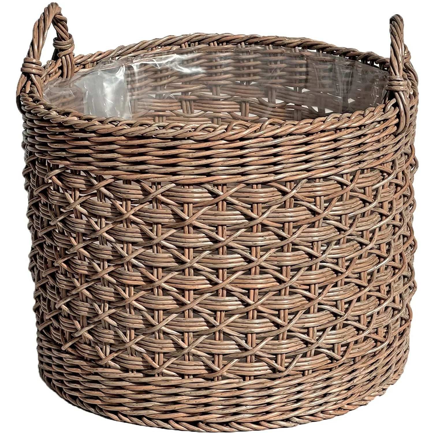 A.H.G. Pflanzkorb Polyrattan Zylindrisch 2 Griffe Ø 36 x 36 cm Natur-Braun günstig online kaufen