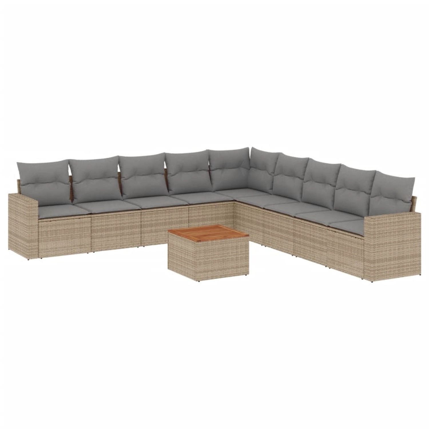 vidaXL 10-Tlg Garten-Sofagarnitur mit Kissen Beige Poly Rattan 3224169 günstig online kaufen
