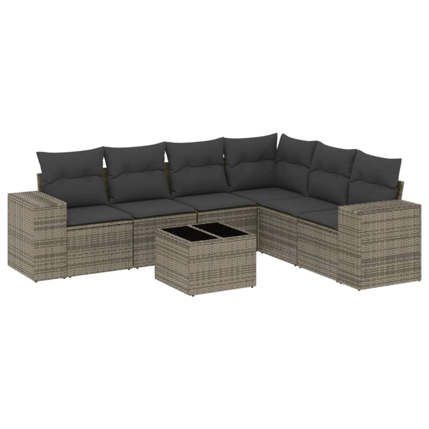vidaXL 7-Tlg Garten-Sofagarnitur mit Kissen Grau Poly Rattan 3222619 günstig online kaufen