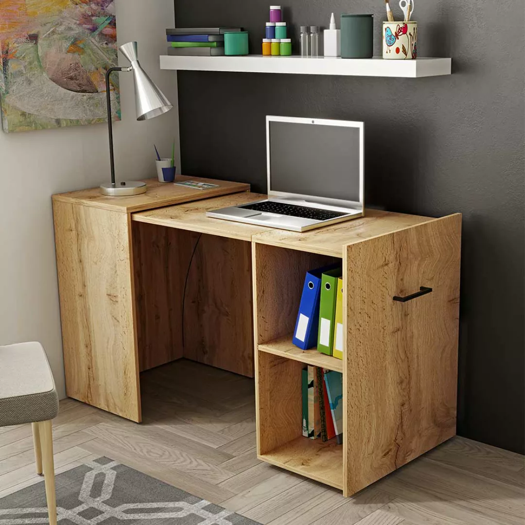 Home Office Schreibtisch zum Ausziehen Seitenregal günstig online kaufen