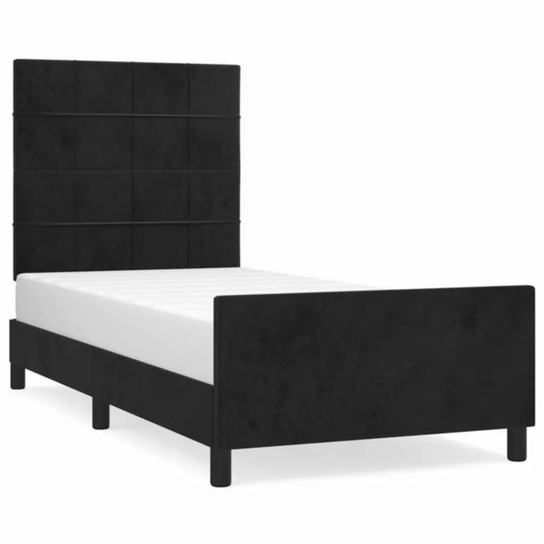 furnicato Bett Bettgestell mit Kopfteil Schwarz 100x200 cm Samt günstig online kaufen