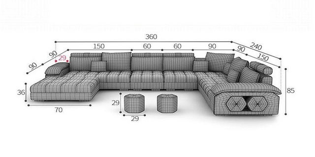 Xlmoebel Sofa Wohnlandschaft Stoffsofa Sitzgruppe Polstermöbel Sofagarnitur günstig online kaufen