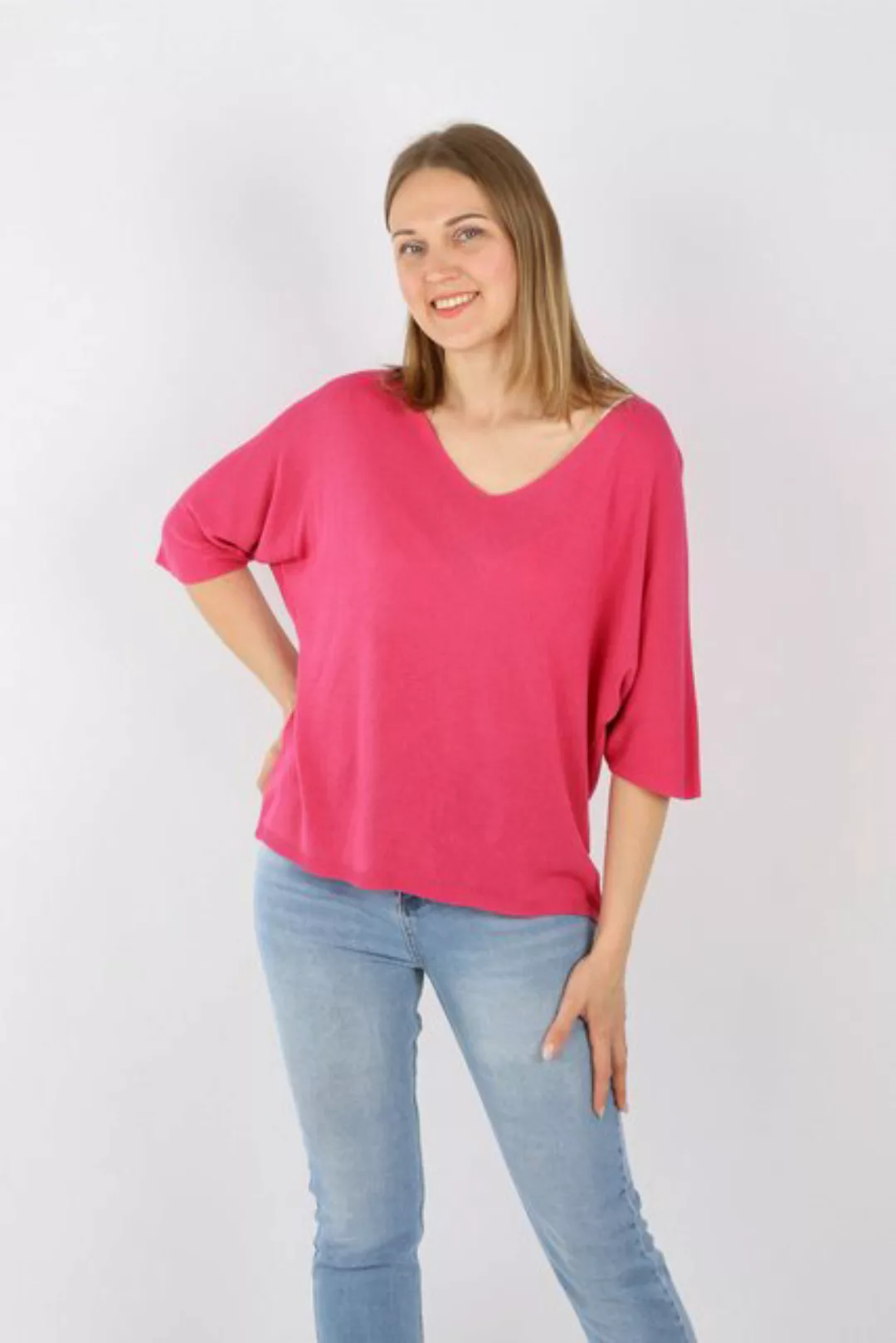 MIRROSI V-Shirt Feinstrick Shirt kurzarm, Made in Italy Einheitsgröße (pass günstig online kaufen