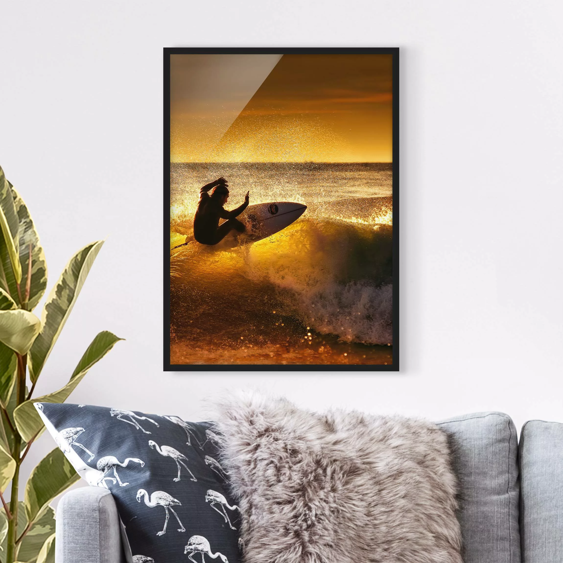 Bild mit Rahmen Strand - Hochformat Sun, Fun and Surf günstig online kaufen
