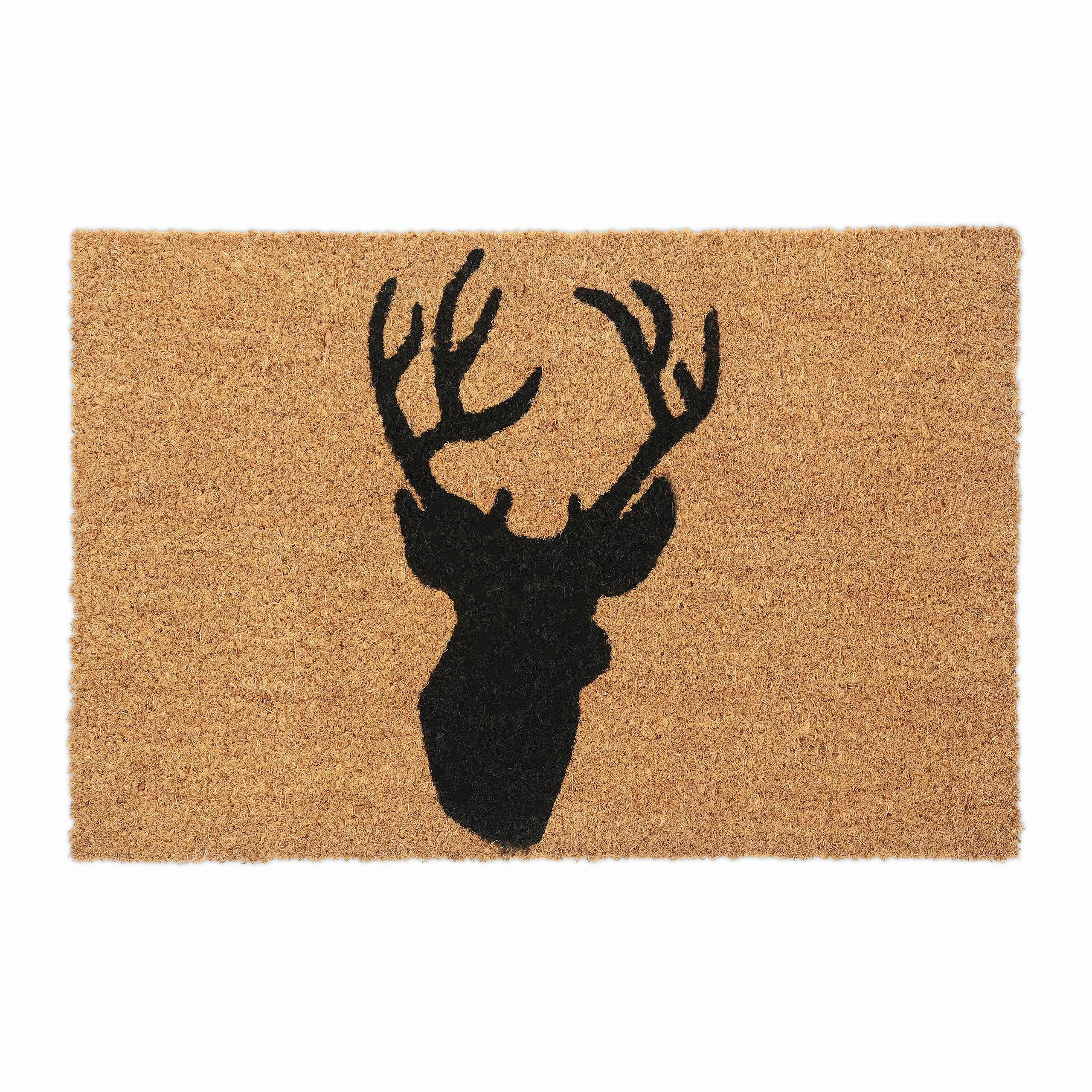 relaxdays Fußmatte Kokos Fußmatte mit Hirsch, günstig online kaufen