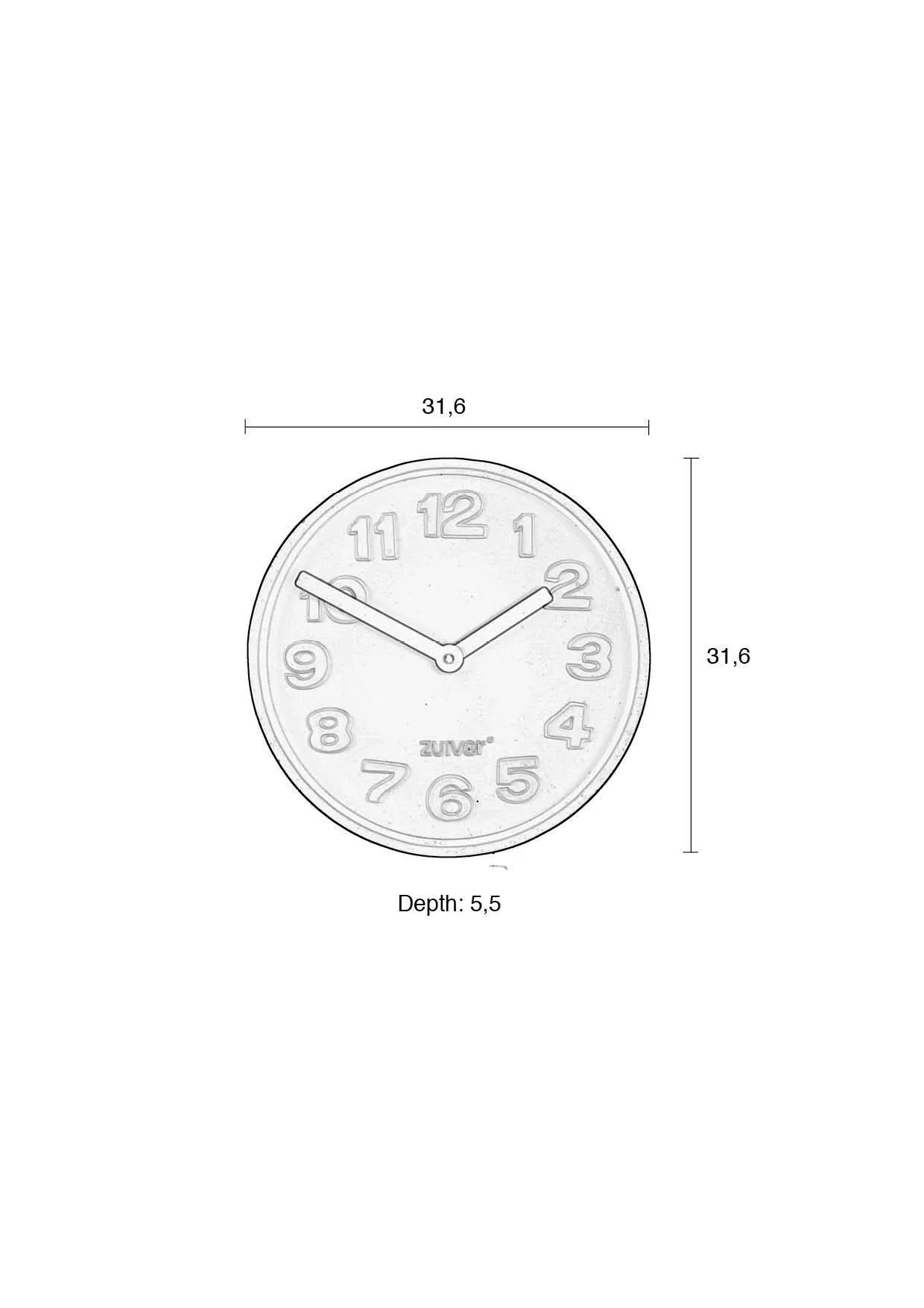 Zuiver | Wanduhr Konkrete Zeit günstig online kaufen