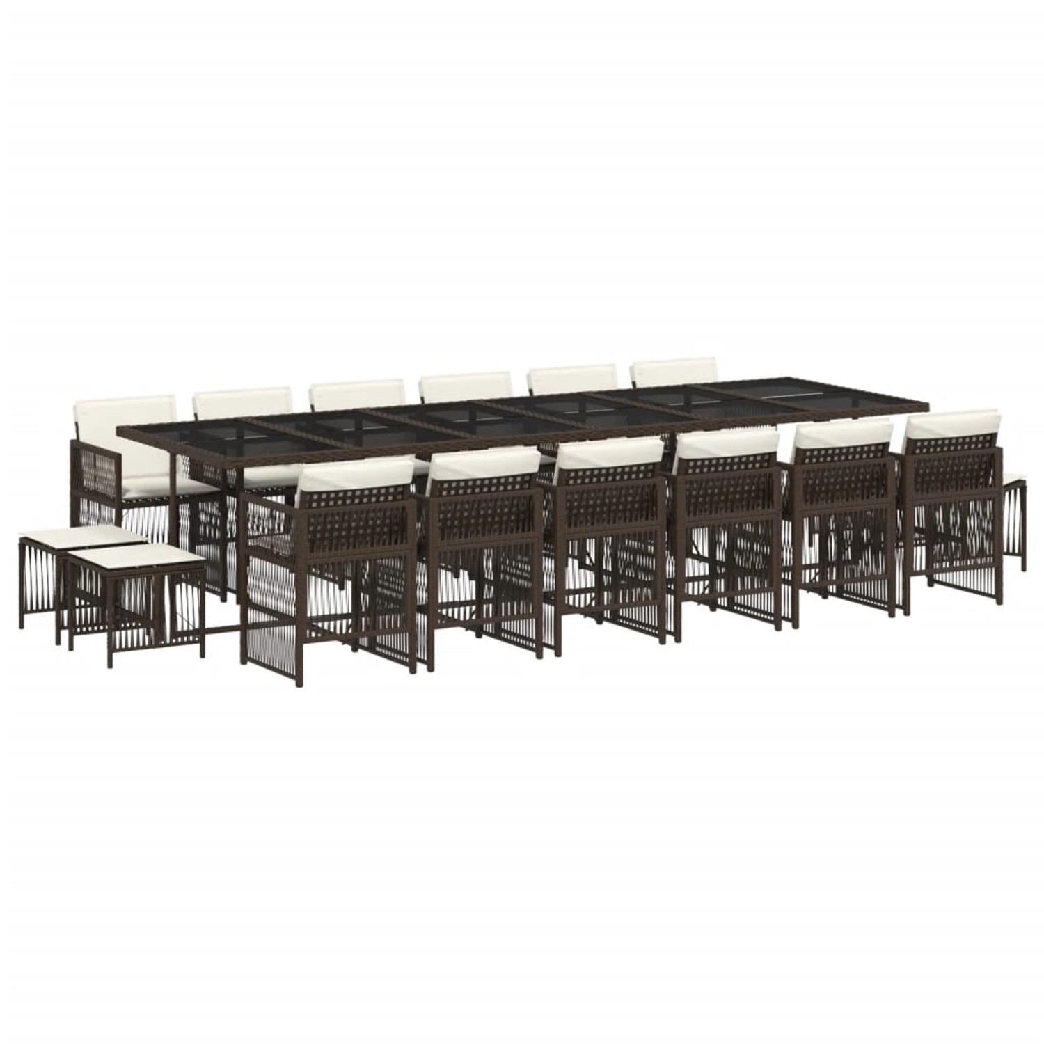 vidaXL 17-Tlg Garten-Essgruppe mit Kissen Braun Poly Rattan 3211005 günstig online kaufen