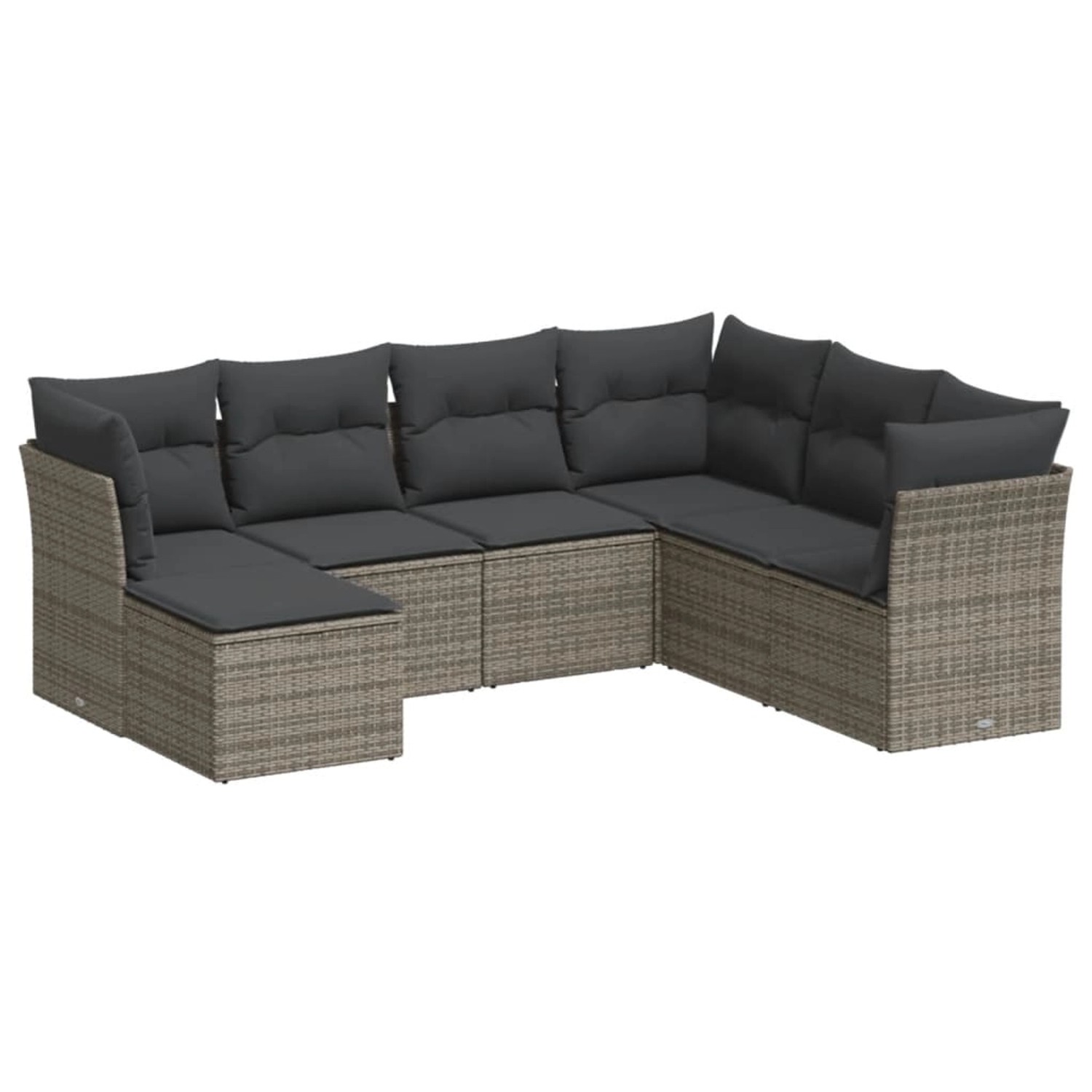 vidaXL 7-tlg Garten-Sofagarnitur mit Kissen Grau Poly Rattan Modell 2 günstig online kaufen