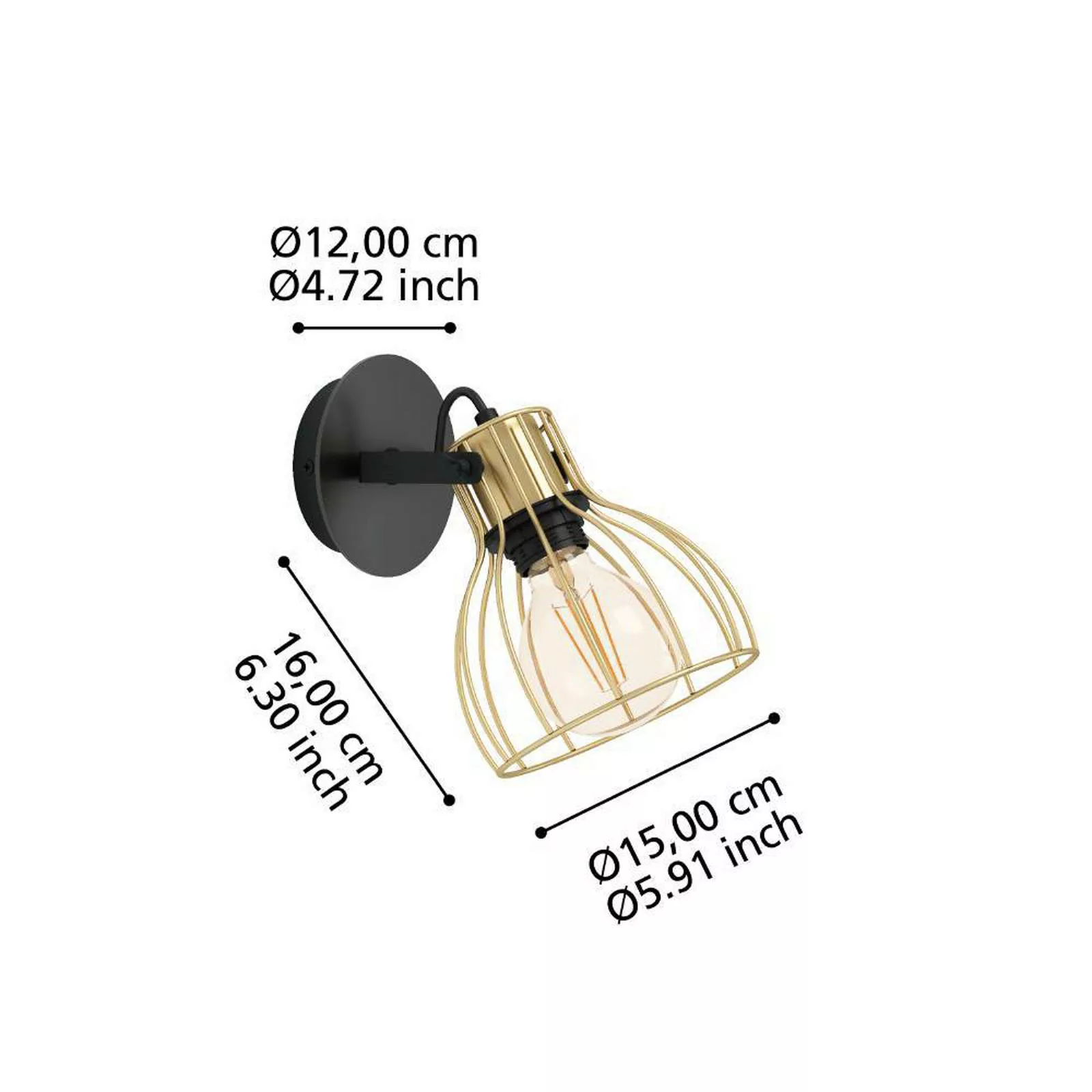 EGLO Sambatello Wandlampe 1-flammig schwarz/gold günstig online kaufen