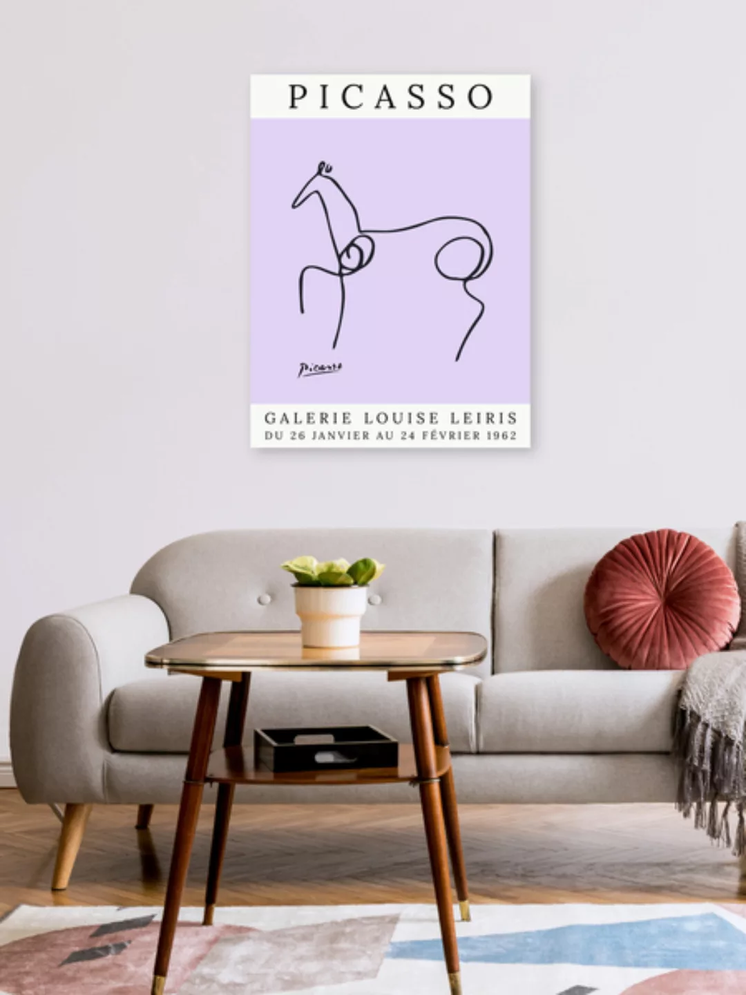 Poster / Leinwandbild - Picasso Pferd – Lila günstig online kaufen