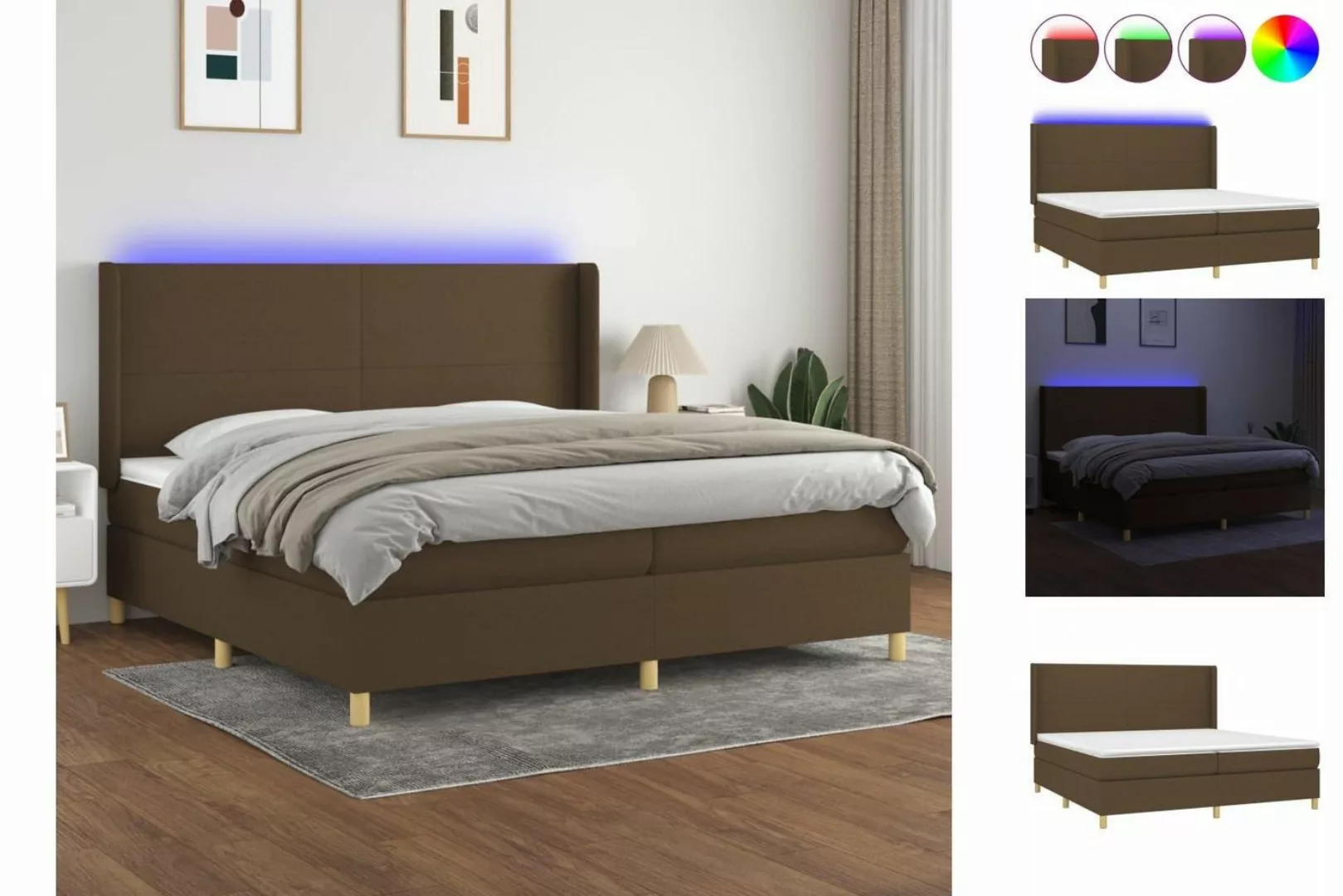 vidaXL Boxspringbett Bett Boxspringbett mit Matratze und LED Stoff (200 x 2 günstig online kaufen