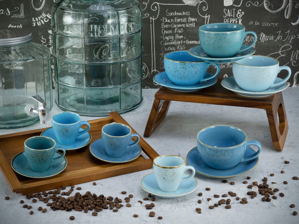 CreaTable Kaffeetassenset Nature Collection AQUA blau Steinzeug 16 tlg. günstig online kaufen