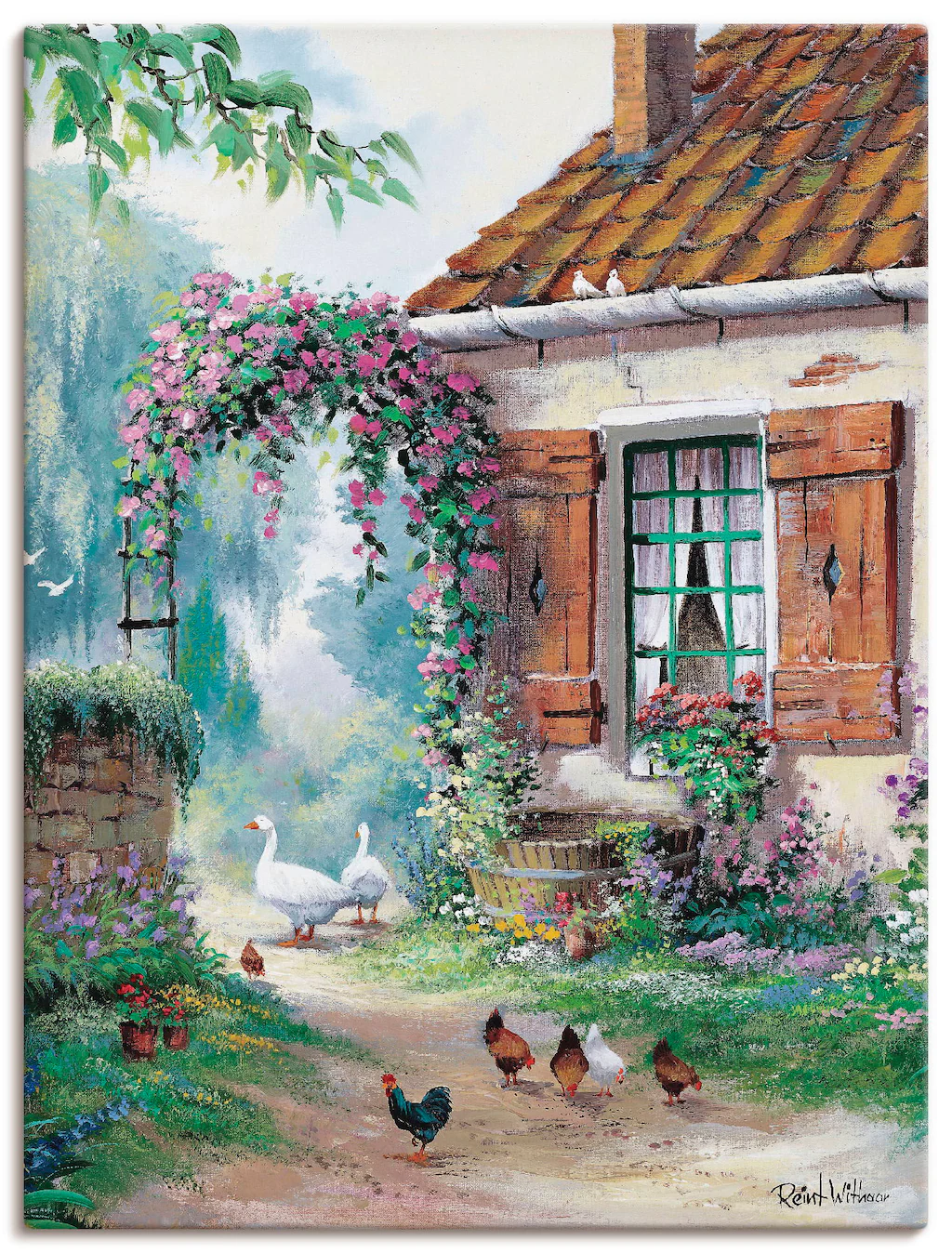 Artland Leinwandbild "Der Bauernhof", Garten, (1 St.), auf Keilrahmen gespa günstig online kaufen