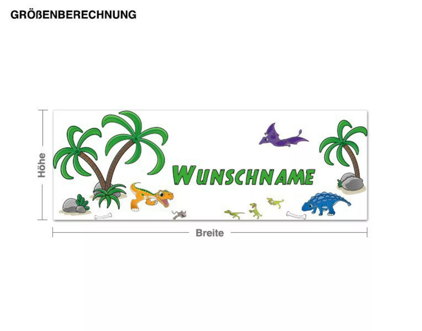 Wunschtext-Wandtattoo Kinderzimmer Dinolandschaft Wunschtext günstig online kaufen