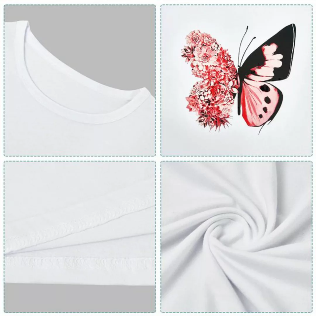 AFAZ New Trading UG T-Shirt Sommer-Damen-Basic-bedrucktes Rundhals-Weiß-Cas günstig online kaufen