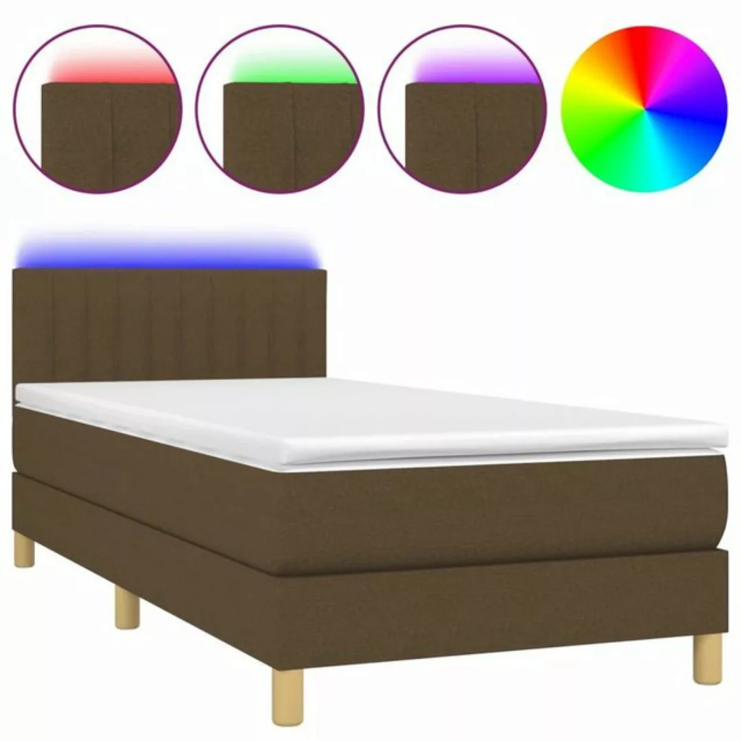 vidaXL Boxspringbett Boxspringbett mit Matratze LED Dunkelbraun 80x200 cm S günstig online kaufen